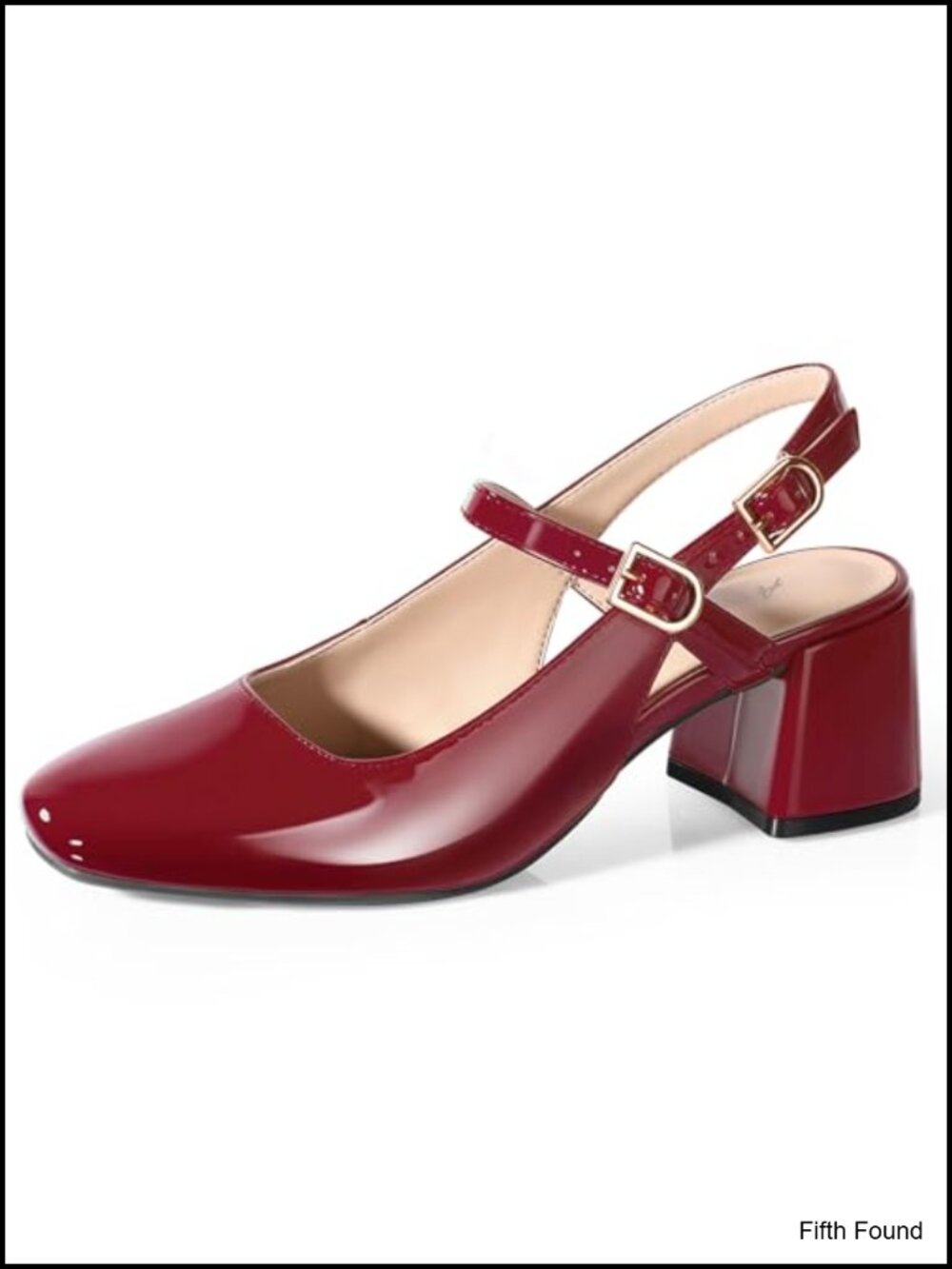 Women's Mary Jane Slingback Chunky Low Heel Square Toe Dress Pumps Faux Leather